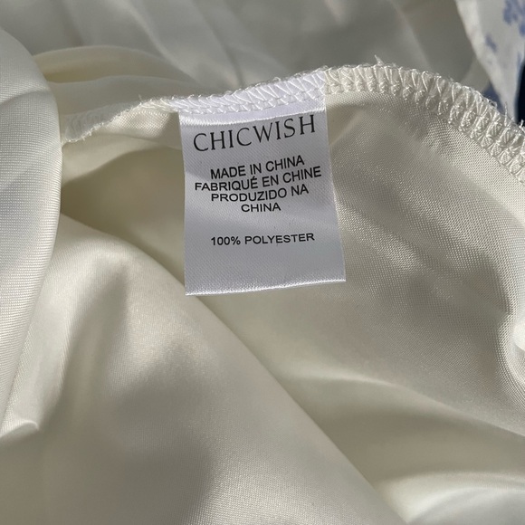 CHICWISH Pleated Midi Skirt-Blue/Ivory Floral/Toile Pattern-Medium - Picture 7 of 9